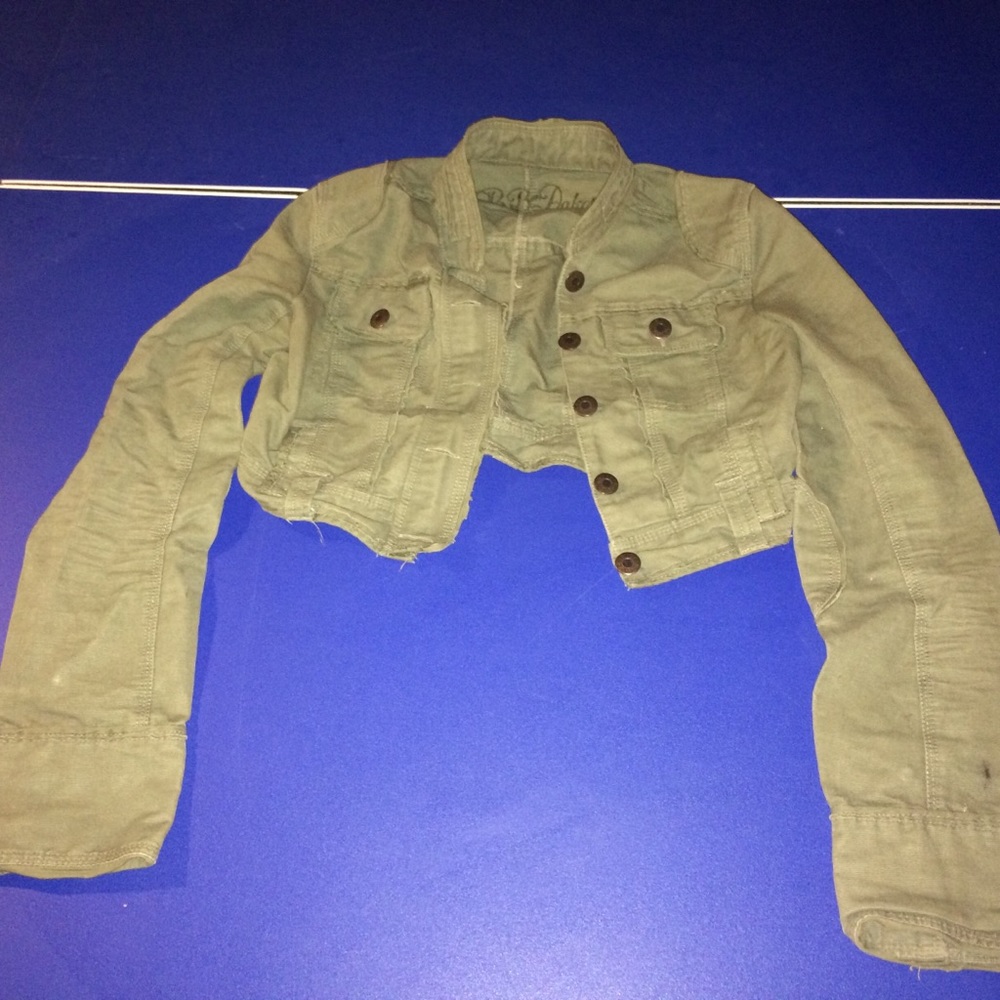 Anthropologie BB Dakota cropped green jean jacket